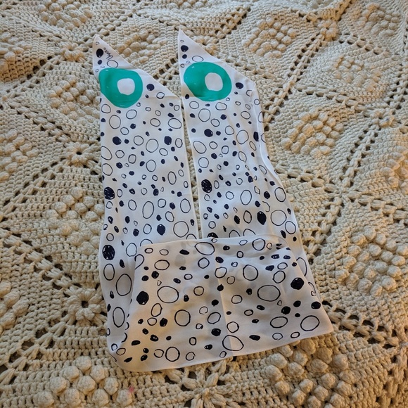 Vana vintage silk scarf white and green signature - Picture 5 of 8